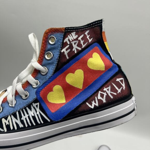 UNISEX CUSTOM CONVERSE ALL STAR CHUCK TAYLOR HIGH MEN'S SZ 8.5 WOMEN’S SZ 10.5 - Picture 9 of 16